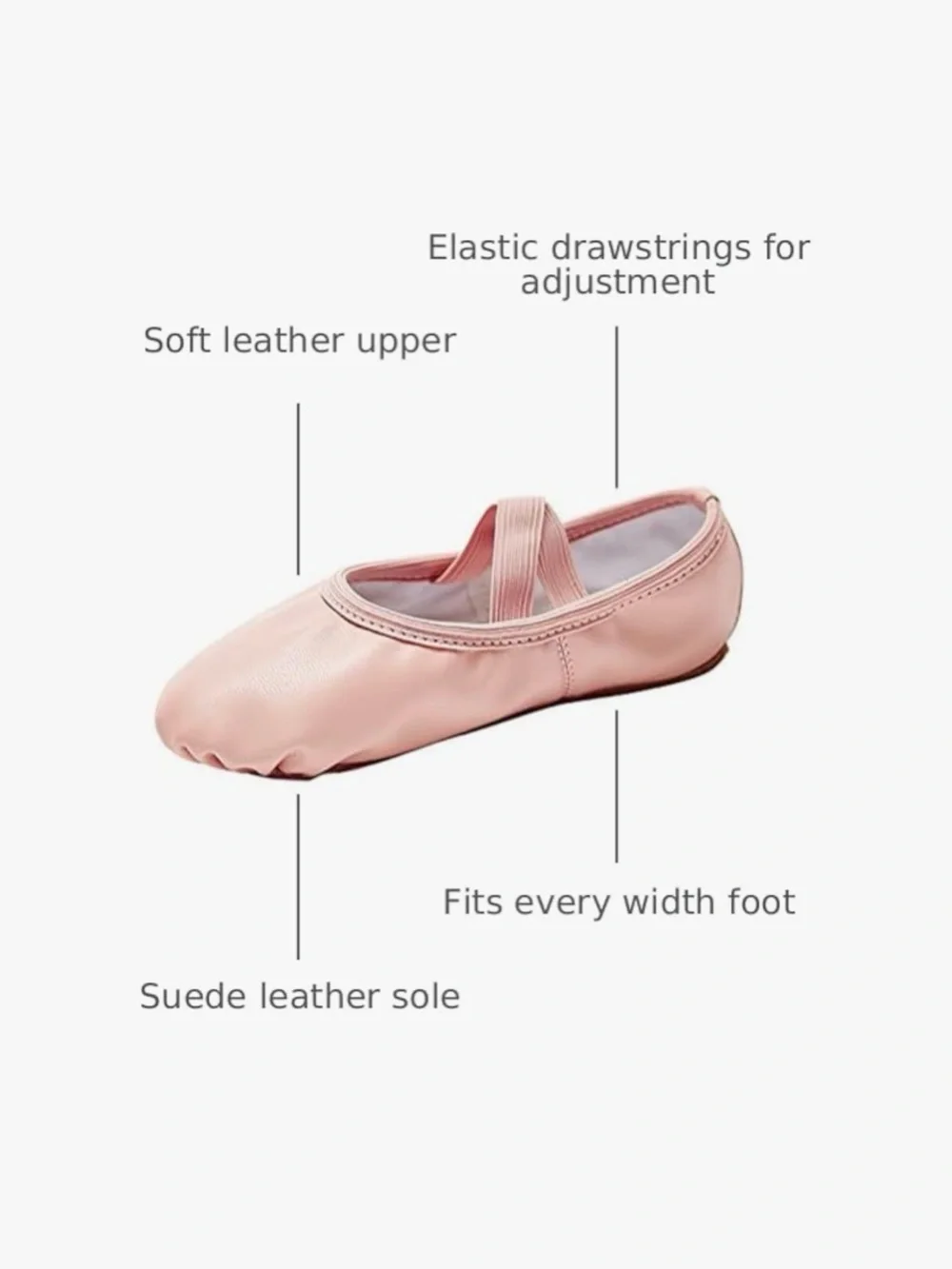 NEW Kids Pink Ballet Slippers with Elastic Strap, size 2 ML